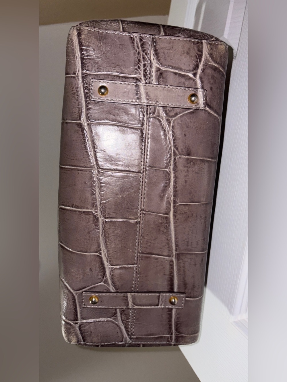 Dooney & Bourke Large Amelie gray crocodile-embossed Tote & Crossbody GUC - Picture 8 of 13